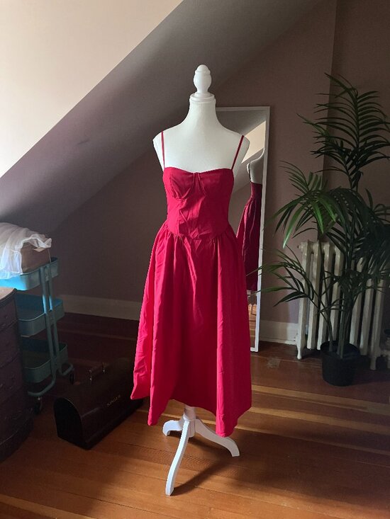 Dresses & Skirts - Red princess style a line dress long tea maxi bustier bodice
